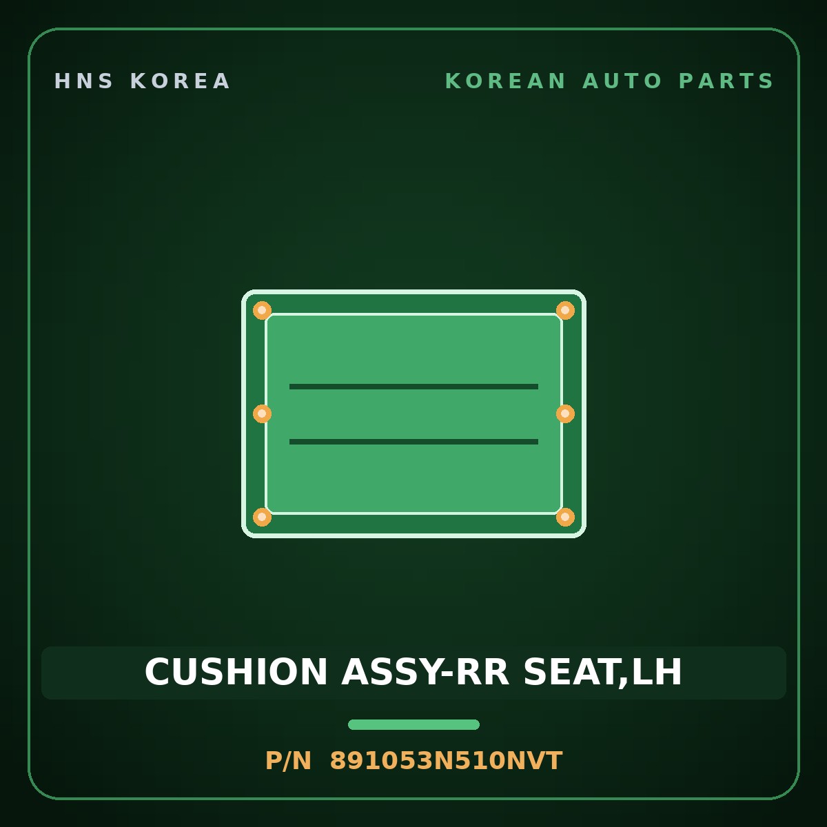 Genuine Mobis CUSHION ASSY-RR SEAT,LH 891053N510NVT for Equus 2013 HNS Parts Korea