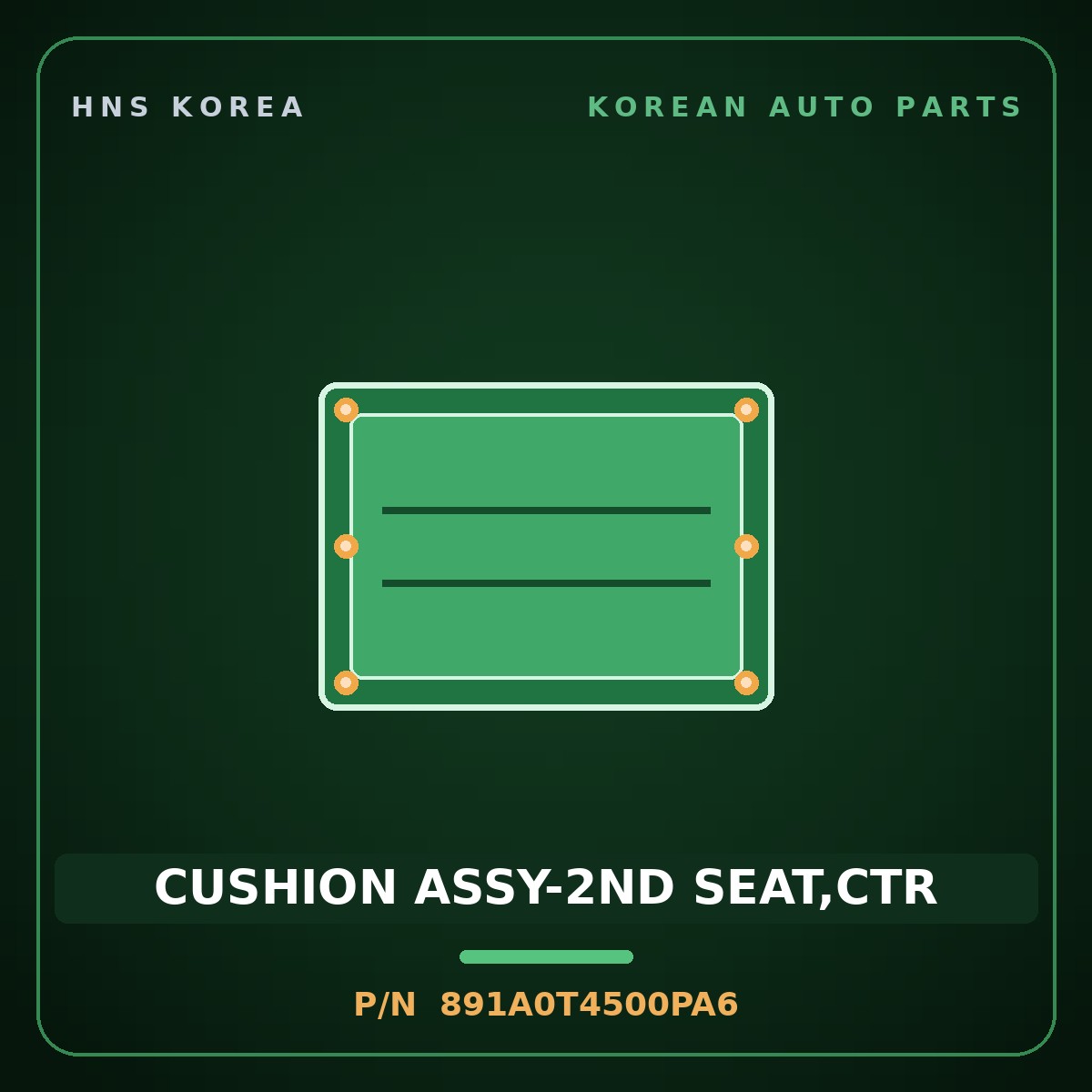 Genuine Mobis CUSHION ASSY-2ND SEAT,CTR 891A0T4500PA6 for G90 2022 HNS Parts Korea