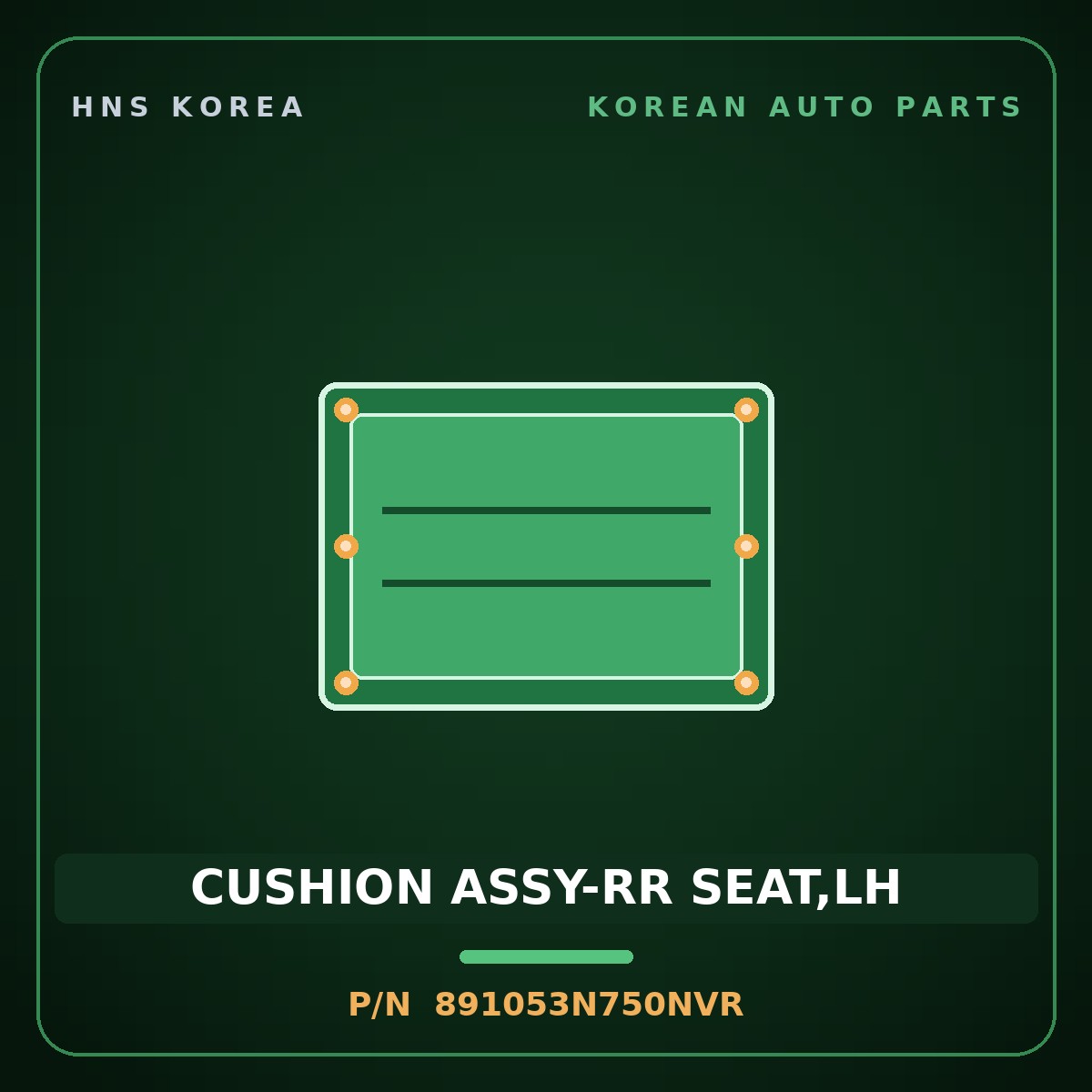 Genuine Mobis CUSHION ASSY-RR SEAT,LH 891053N750NVR for Equus 2013 HNS Parts Korea