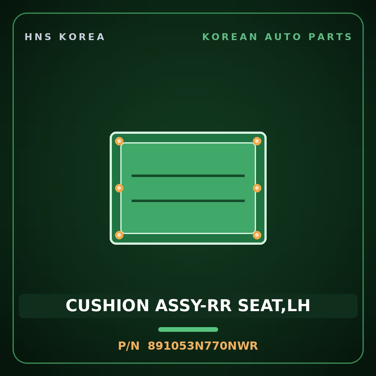 Genuine Mobis CUSHION ASSY-RR SEAT,LH 891053N770NWR for Equus 2013 HNS Parts Korea