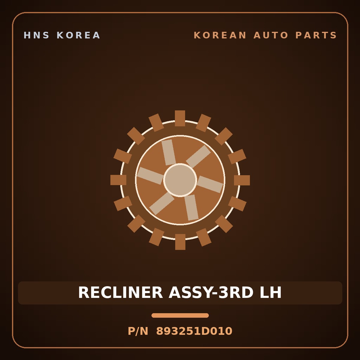 Genuine Mobis RECLINER ASSY-3RD LH 893251D010 for Carens 2006 HNS Parts Korea