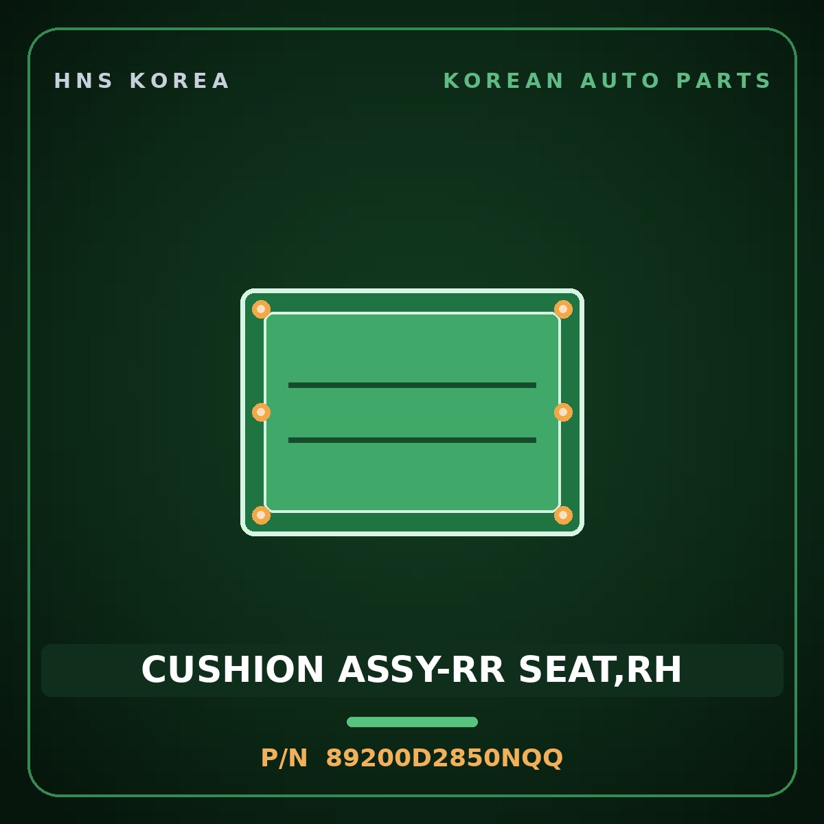 Genuine Mobis CUSHION ASSY-RR SEAT,RH 89200D2850NQQ for G90 2019 HNS Parts Korea