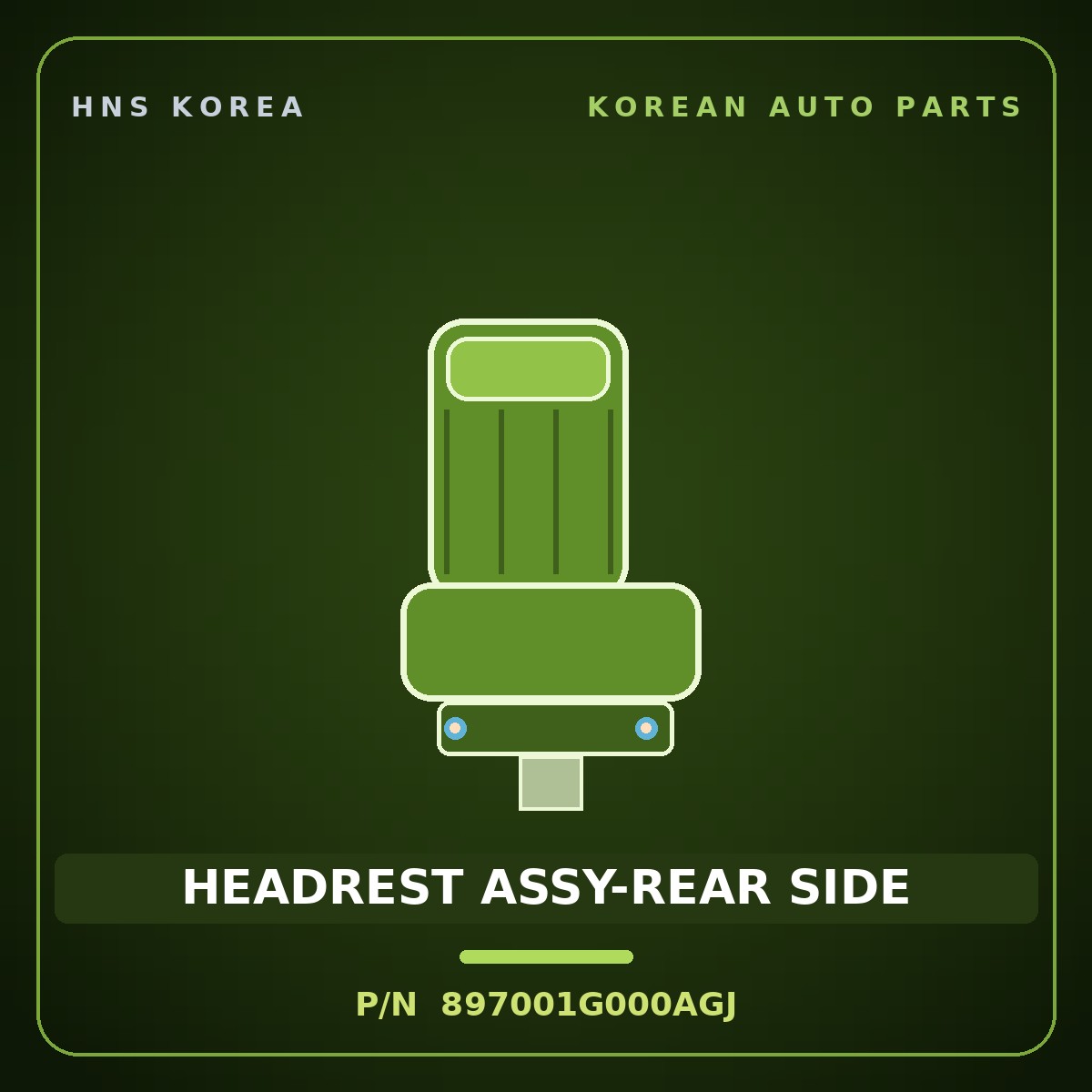 Genuine Mobis HEADREST ASSY-REAR SIDE 897001G000AGJ for Pride 2005 HNS Parts Korea