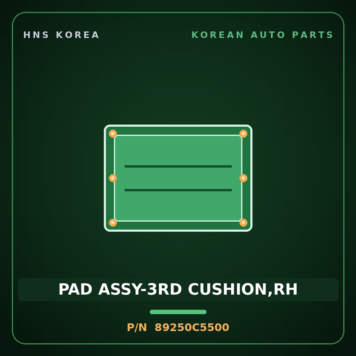 Genuine Mobis PAD ASSY-3RD CUSHION,RH 89250C5500 for Sorento 2015 HNS Parts Korea