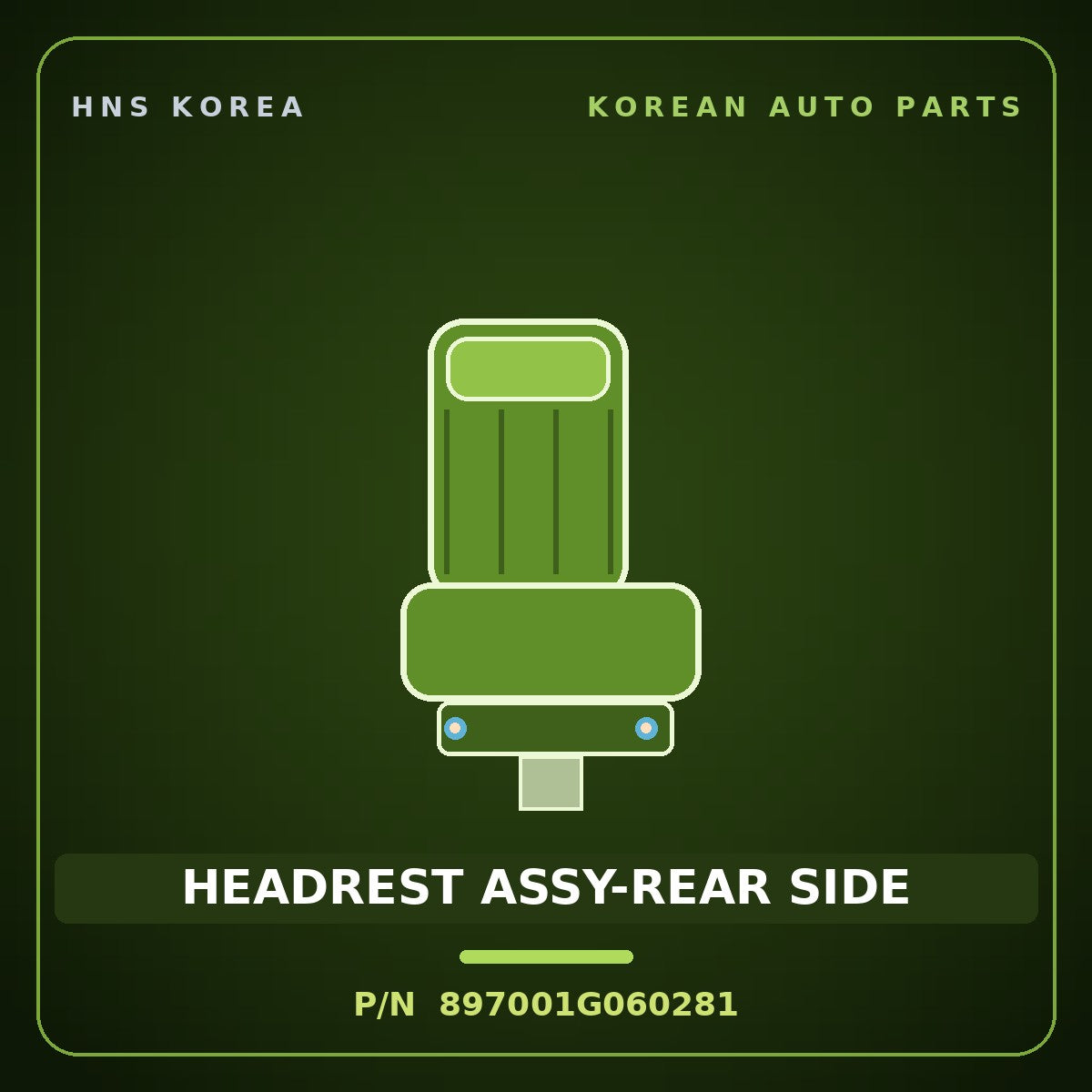 Genuine Mobis HEADREST ASSY-REAR SIDE 897001G060281 for Pride 2005 HNS Parts Korea