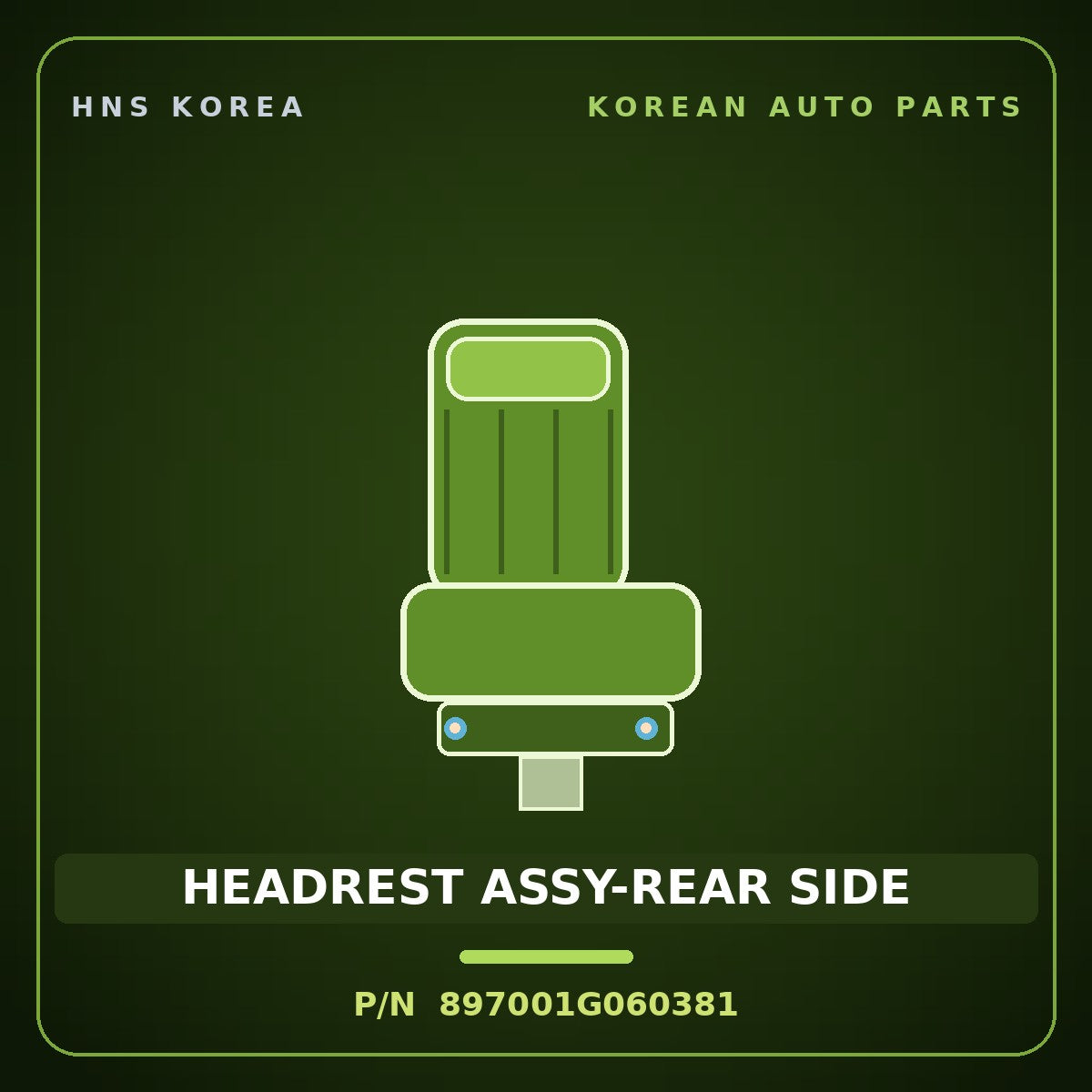Genuine Mobis HEADREST ASSY-REAR SIDE 897001G060381 for Pride 2005 HNS Parts Korea