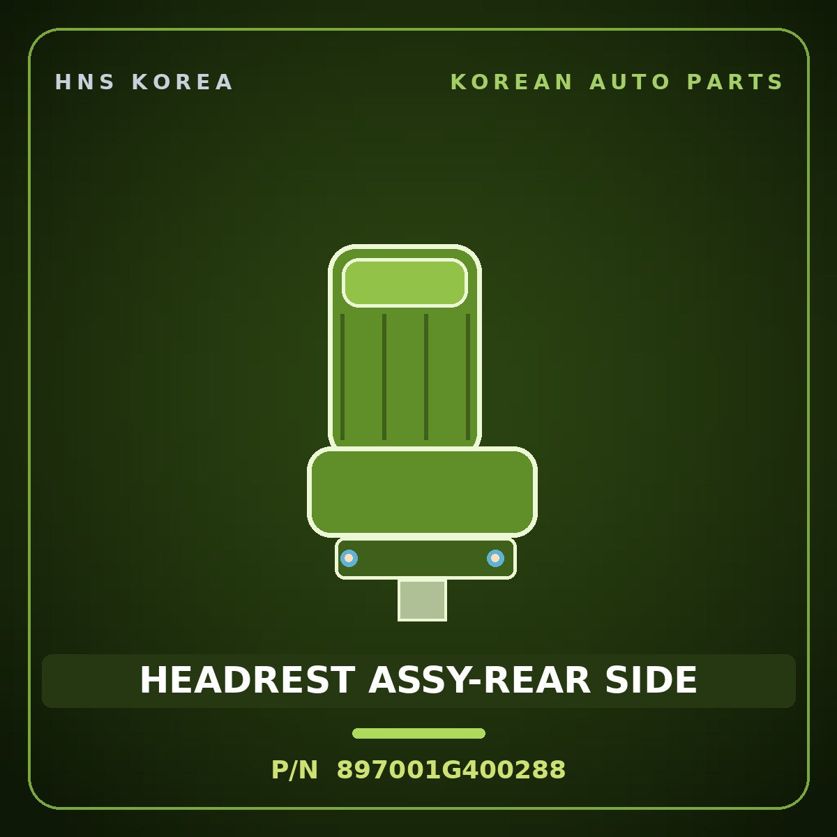 Genuine Mobis HEADREST ASSY-REAR SIDE 897001G400288 for Pride 2005 HNS Parts Korea
