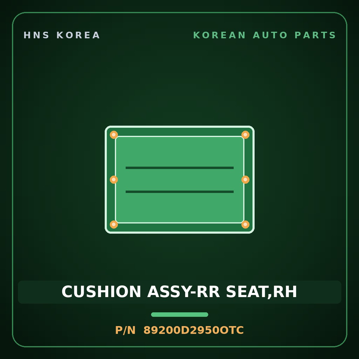 Genuine Mobis CUSHION ASSY-RR SEAT,RH 89200D2950OTC for Genesis EQ900 2016 HNS Parts Korea