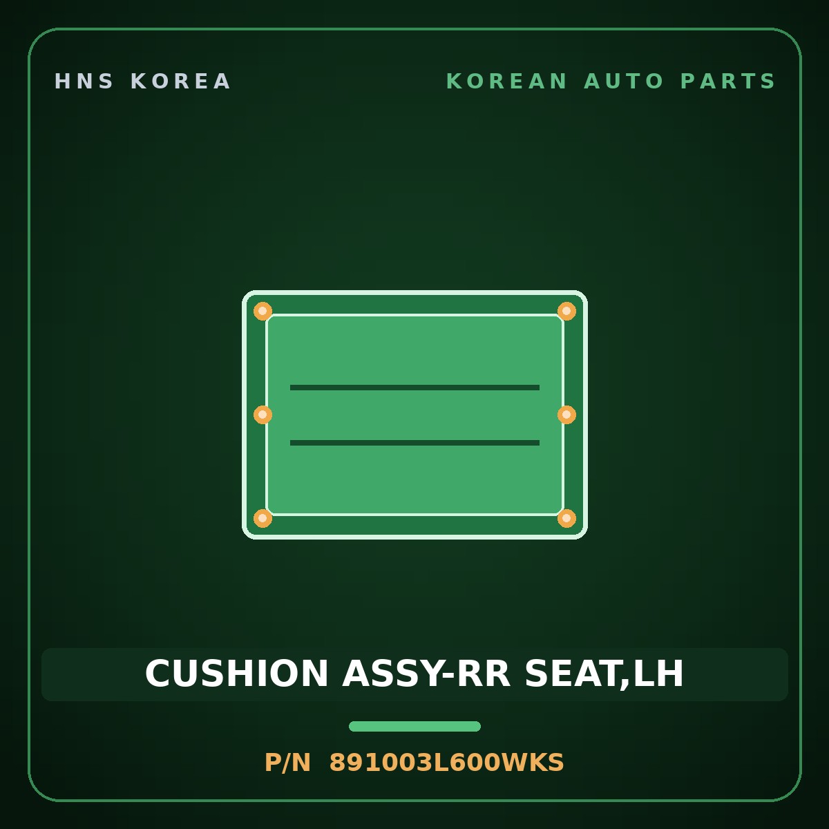 Genuine Mobis CUSHION ASSY-RR SEAT,LH 891003L600WKS for Grandeur 2005 HNS Parts Korea