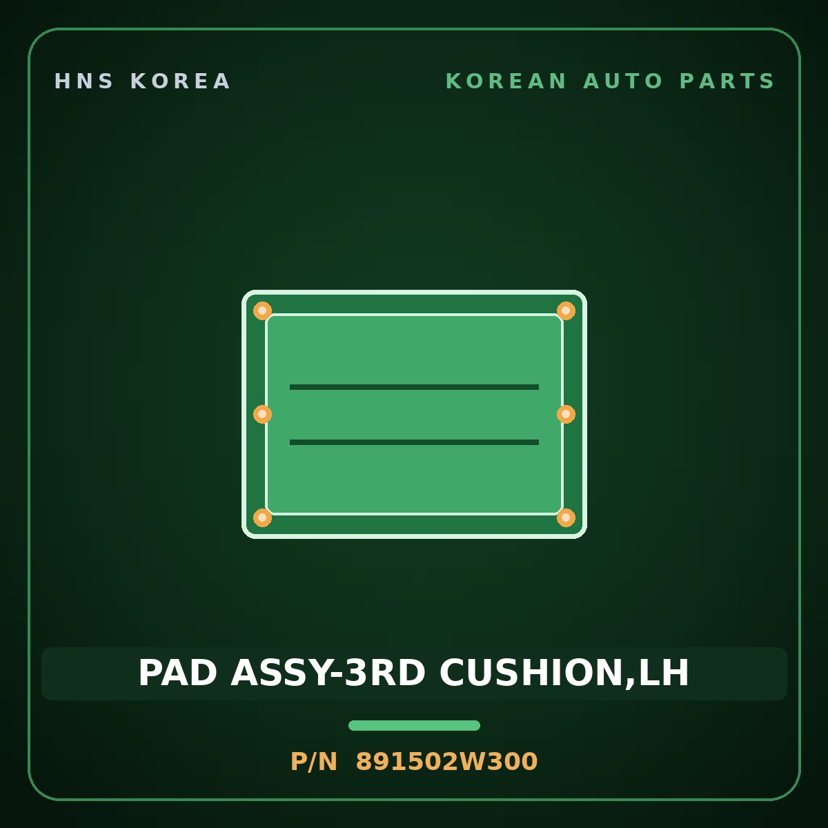 Genuine Mobis PAD ASSY-3RD CUSHION,LH 891502W300 for Santa Fe 2012 HNS Parts Korea