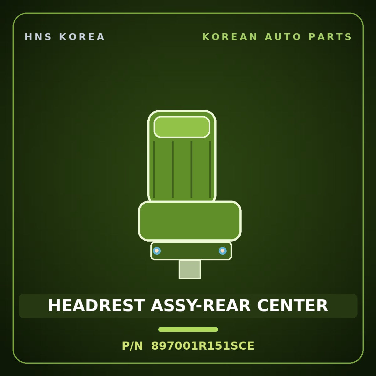 Genuine Mobis HEADREST ASSY-REAR CENTER 897001R151SCE for Accent 2015 HNS Parts Korea