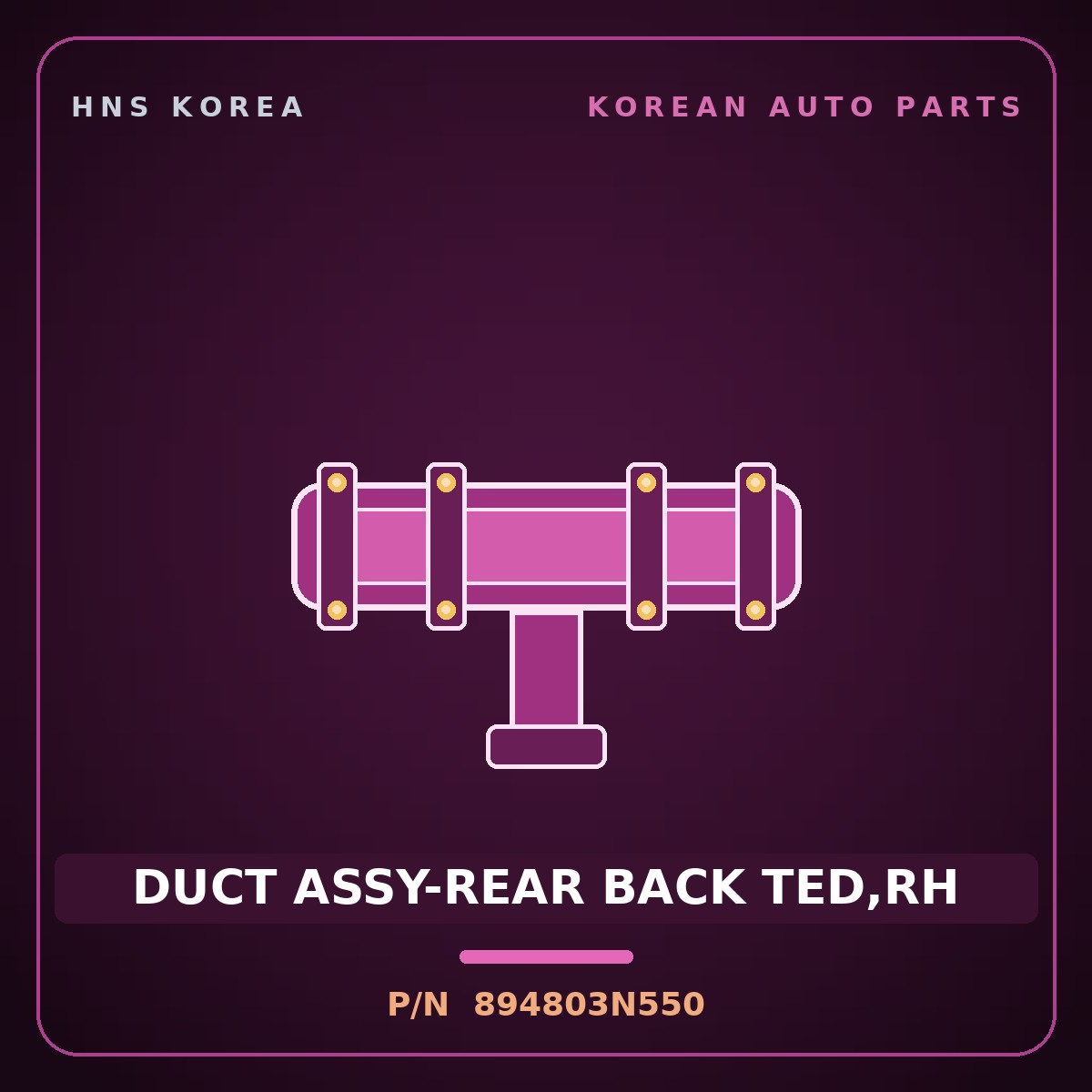 Genuine Mobis DUCT ASSY-REAR BACK TED,RH 894803N550 for Equus 2013 HNS Parts Korea