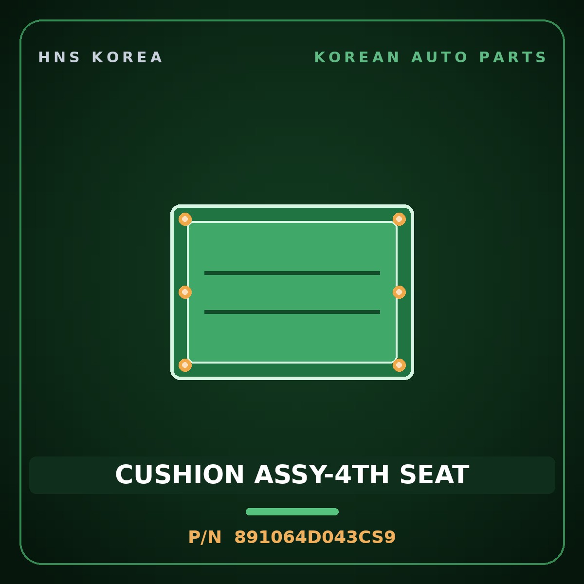 Genuine Mobis CUSHION ASSY-4TH SEAT 891064D043CS9 for Carnival 2005 HNS Parts Korea