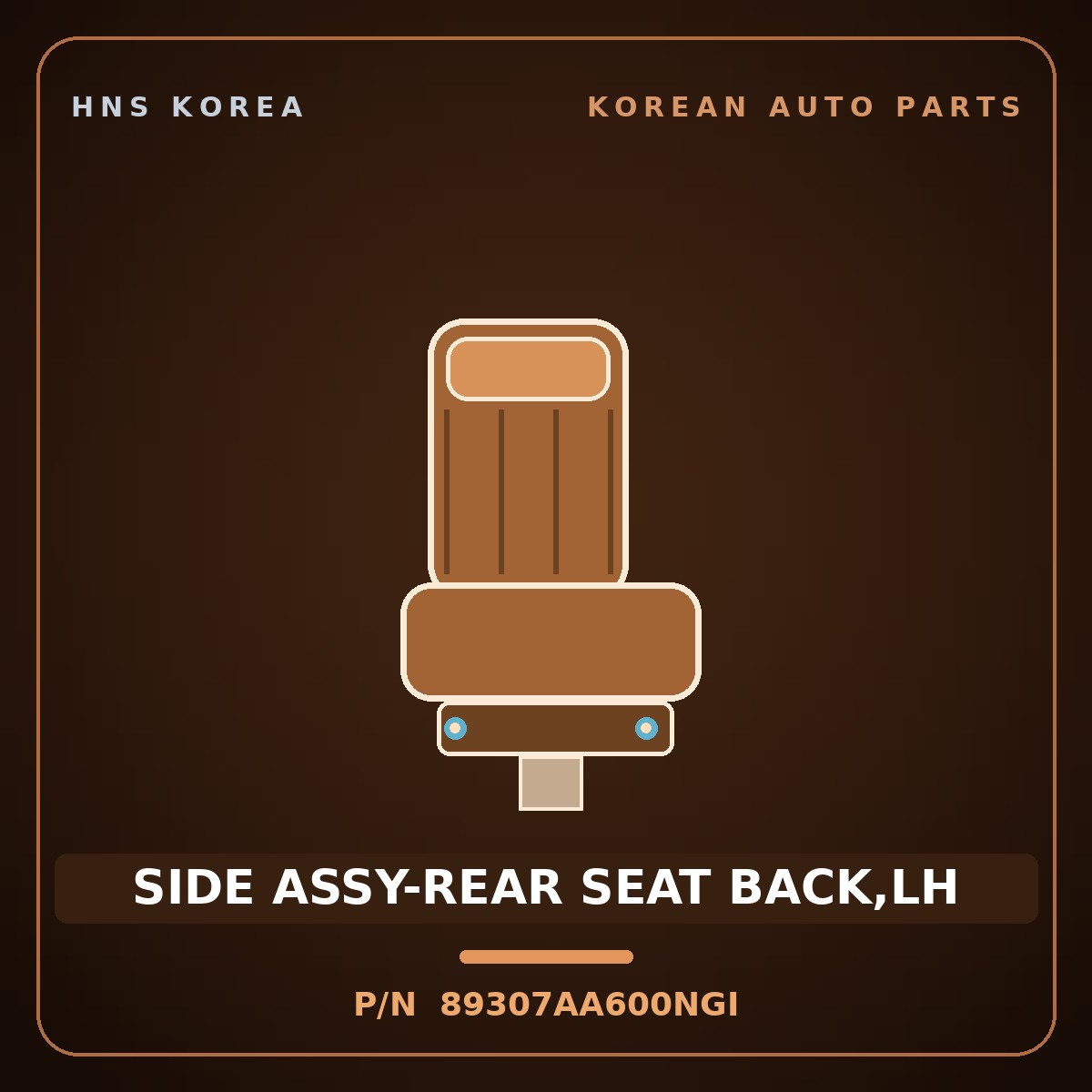 Genuine Mobis SIDE ASSY-REAR SEAT BACK,LH 89307AA600NGI for Avante 2024 HNS Parts Korea