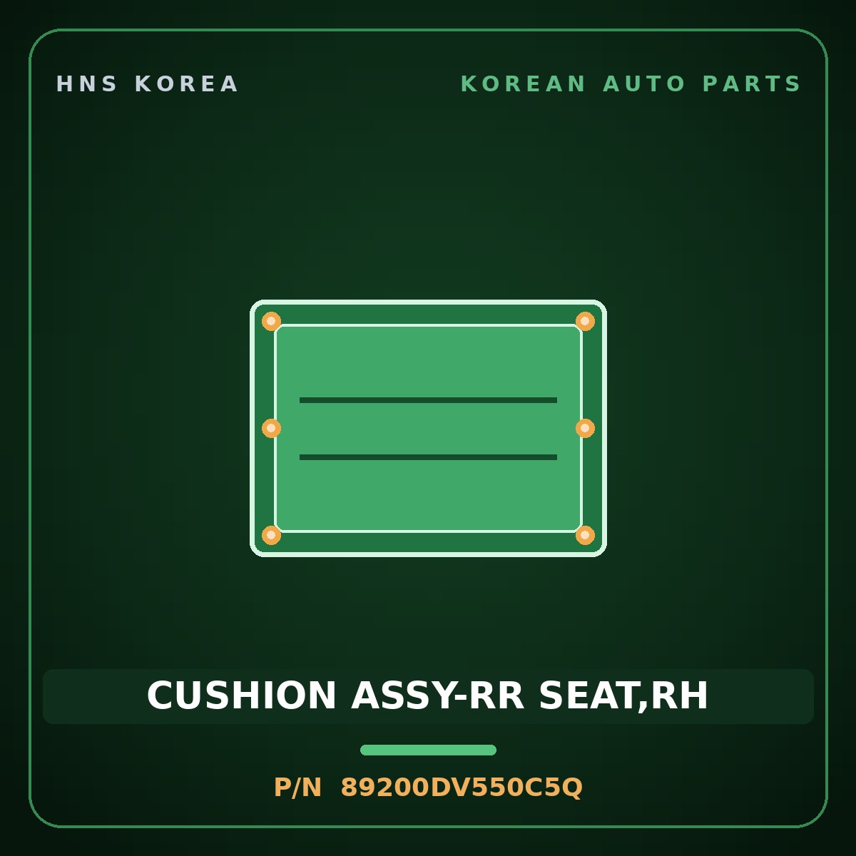Genuine Mobis CUSHION ASSY-RR SEAT,RH 89200DV550C5Q for Tasman 2024 HNS Parts Korea