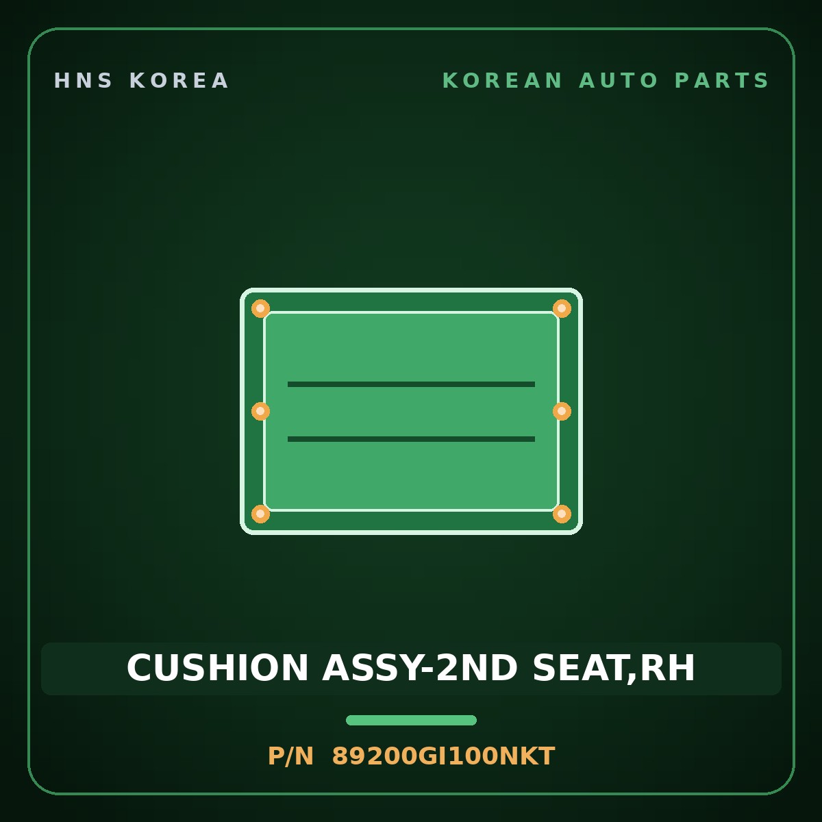 Genuine Mobis CUSHION ASSY-2ND SEAT,RH 89200GI100NKT for Ioniq 5 2021 HNS Parts Korea