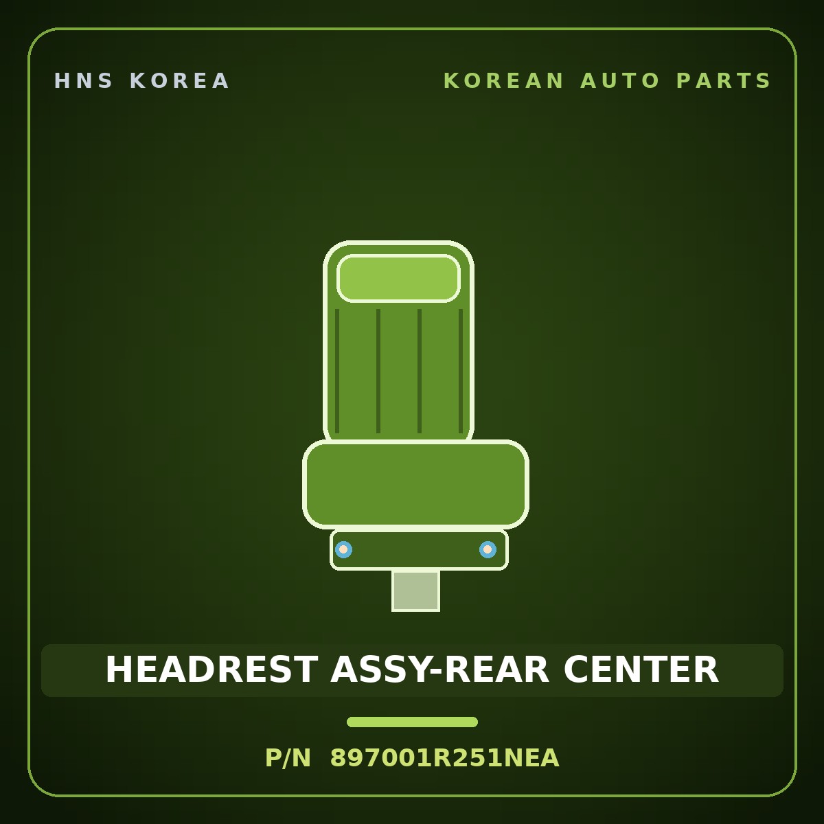 Genuine Mobis HEADREST ASSY-REAR CENTER 897001R251NEA for Accent 2011 HNS Parts Korea
