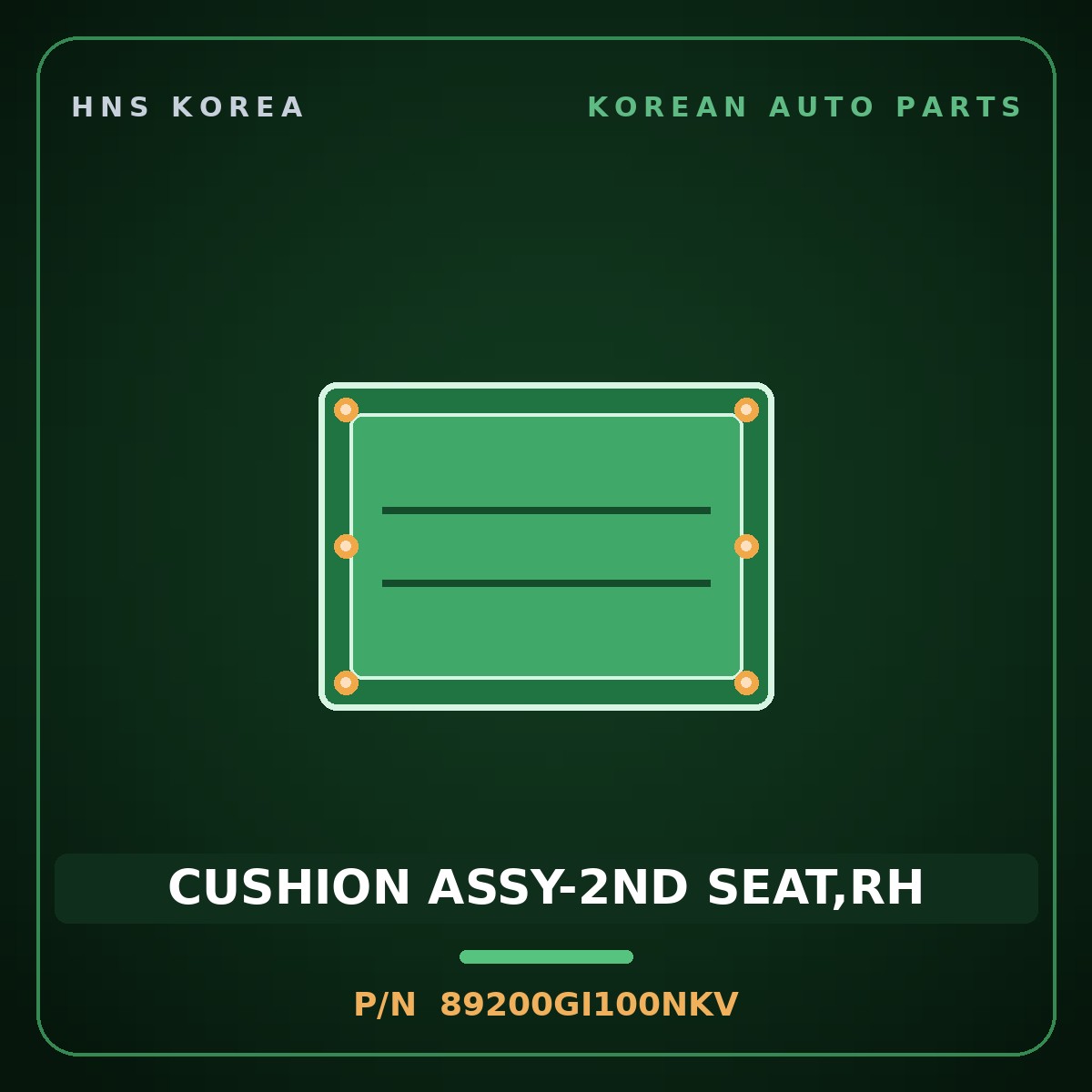 Genuine Mobis CUSHION ASSY-2ND SEAT,RH 89200GI100NKV for Ioniq 5 2021 HNS Parts Korea