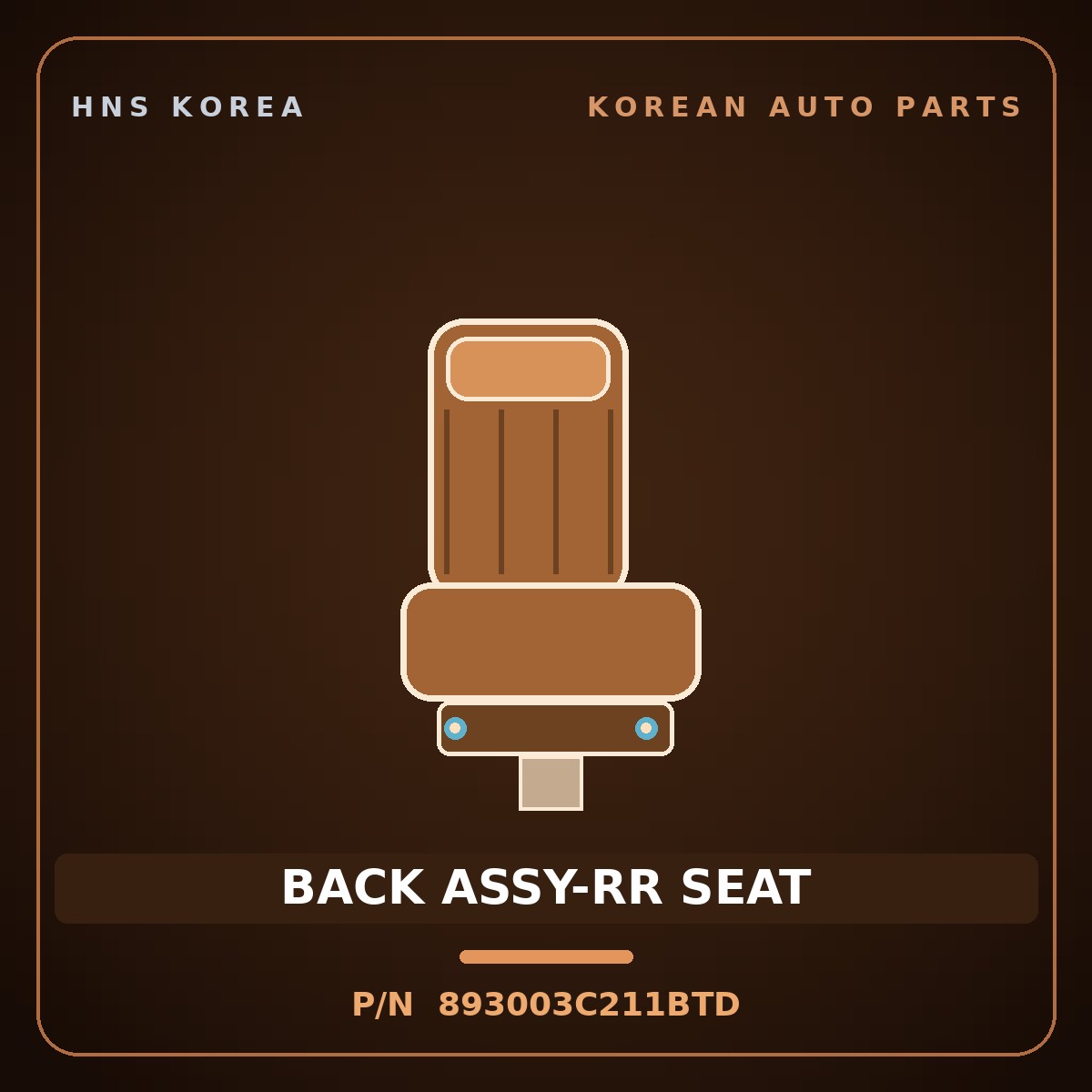 Genuine Mobis BACK ASSY-RR SEAT 893003C211BTD for Optima 2000 HNS Parts Korea