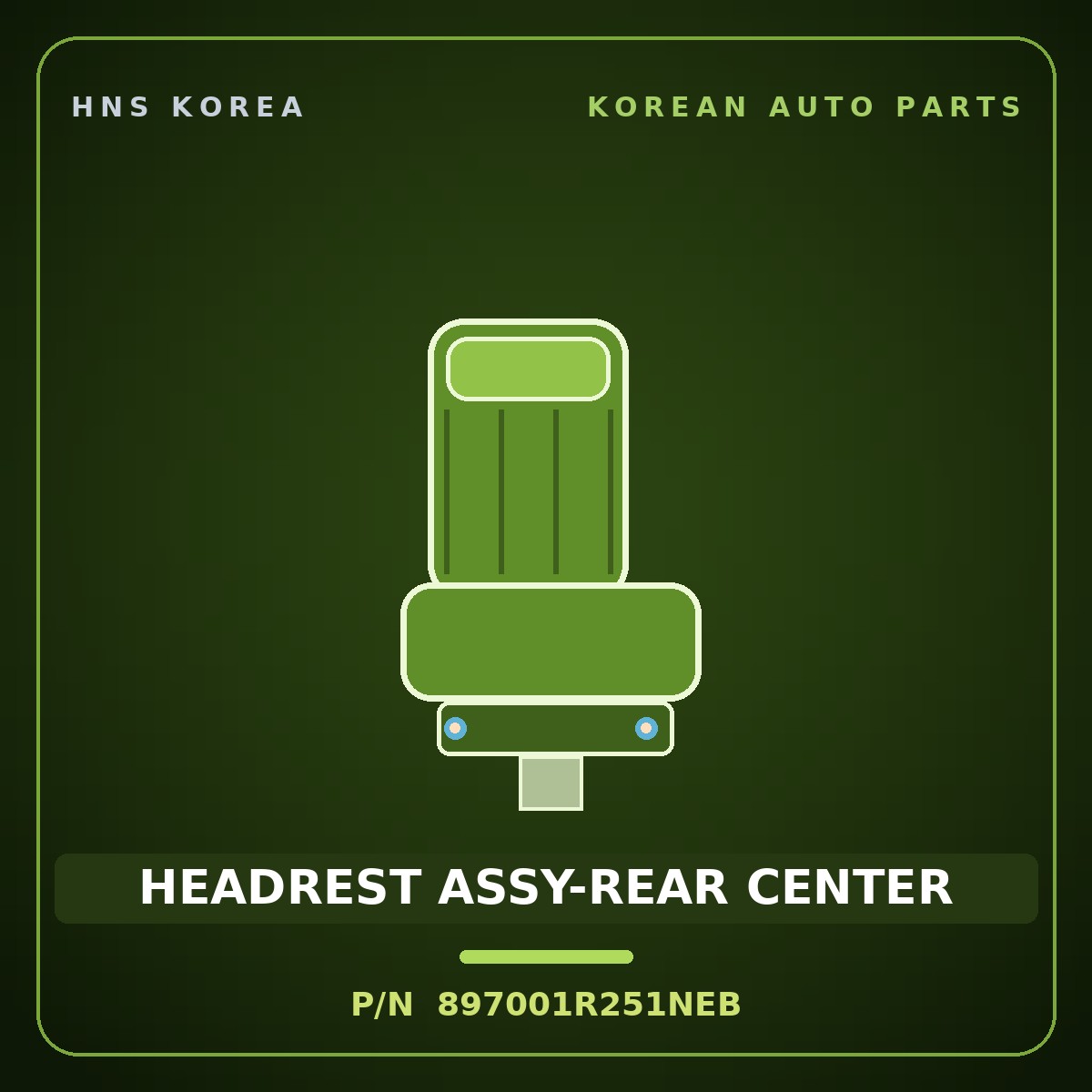 Genuine Mobis HEADREST ASSY-REAR CENTER 897001R251NEB for Accent 2011 HNS Parts Korea