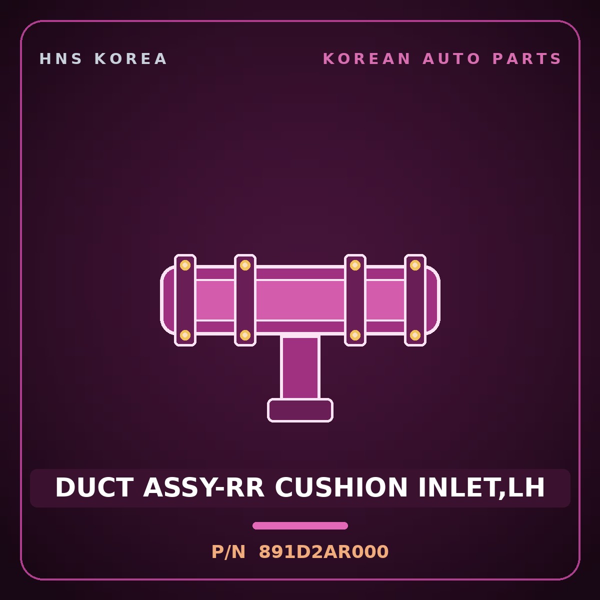 Genuine Mobis DUCT ASSY-RR CUSHION INLET,LH 891D2AR000 for Genesis GV70 2021 HNS Parts Korea