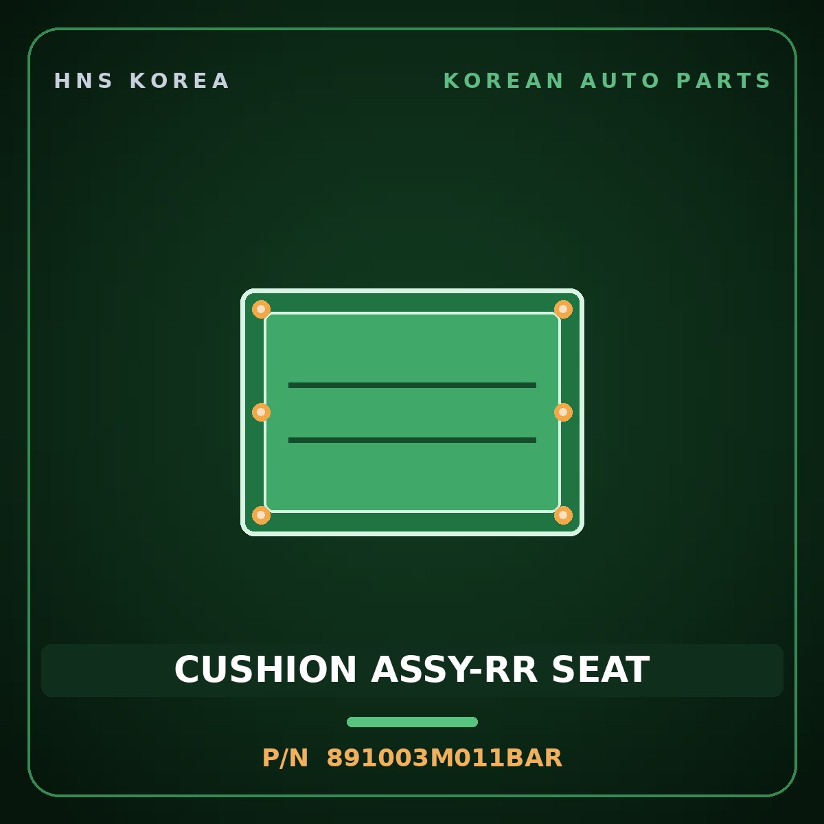 Genuine Mobis CUSHION ASSY-RR SEAT 891003M011BAR for Genesis 2007 HNS Parts Korea