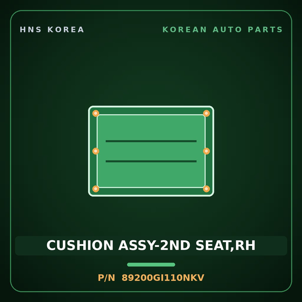 Genuine Mobis CUSHION ASSY-2ND SEAT,RH 89200GI110NKV for Ioniq 5 2021 HNS Parts Korea