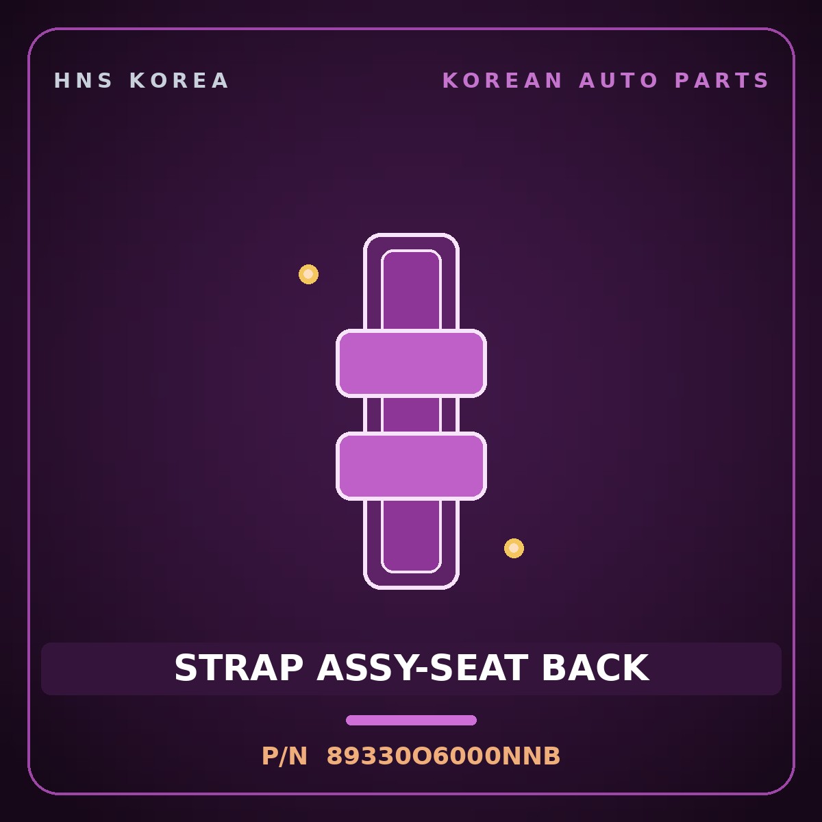 Genuine Mobis STRAP ASSY-SEAT BACK 89330O6000NNB for Casper 2022 HNS Parts Korea