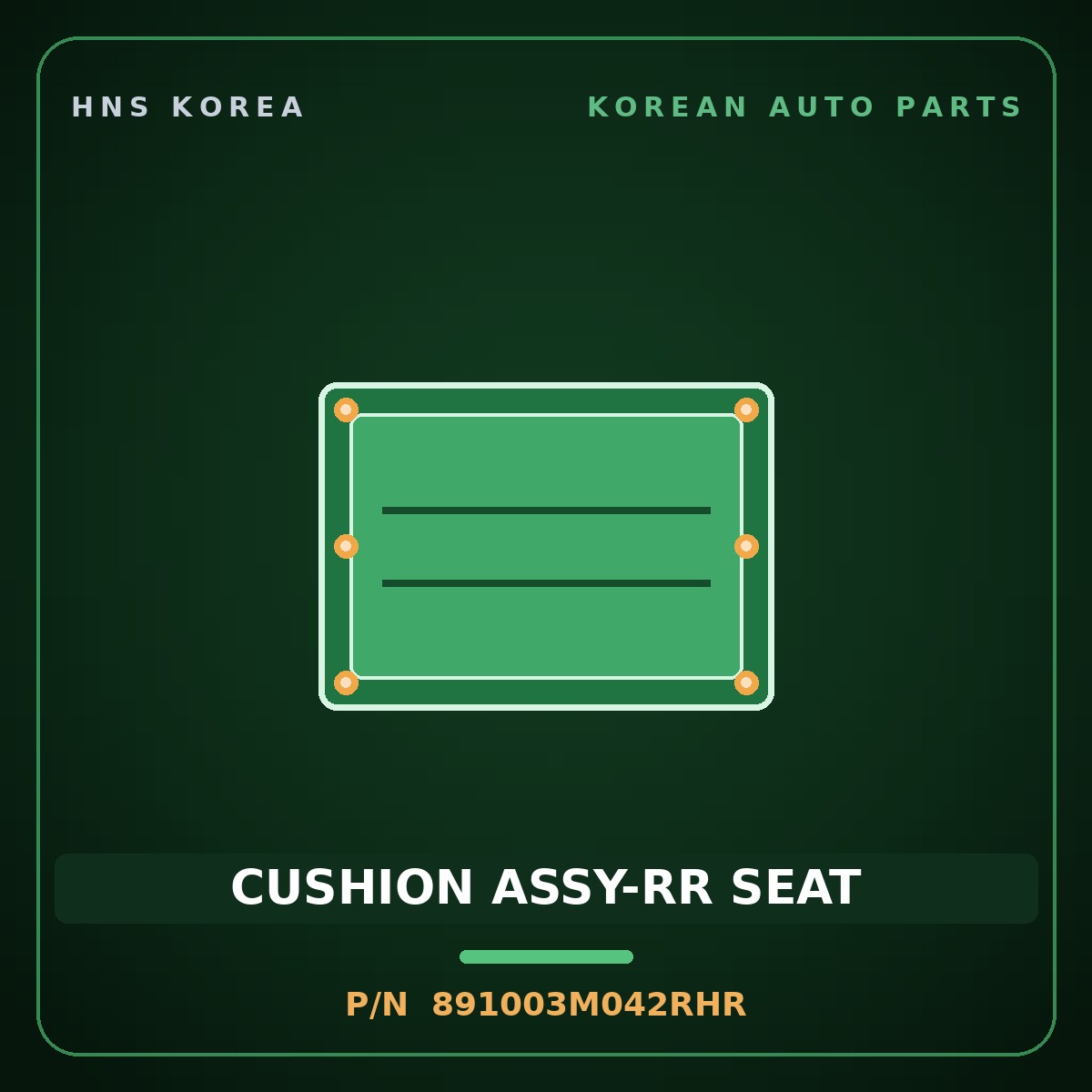 Genuine Mobis CUSHION ASSY-RR SEAT 891003M042RHR for Genesis 2007 HNS Parts Korea