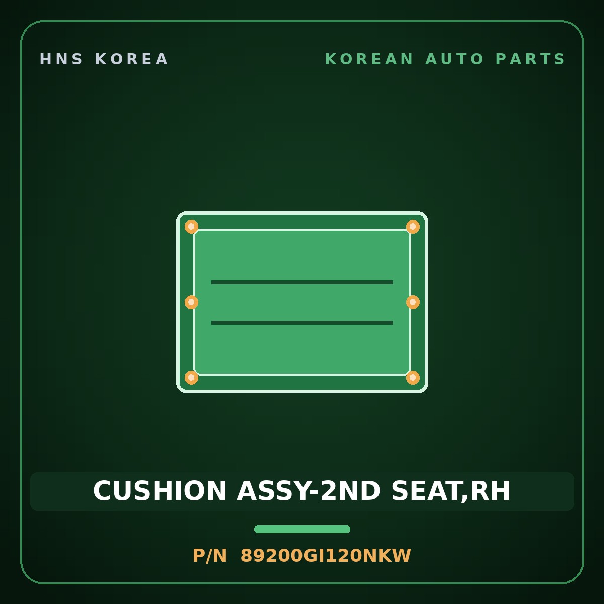 Genuine Mobis CUSHION ASSY-2ND SEAT,RH 89200GI120NKW for Ioniq 5 2021 HNS Parts Korea