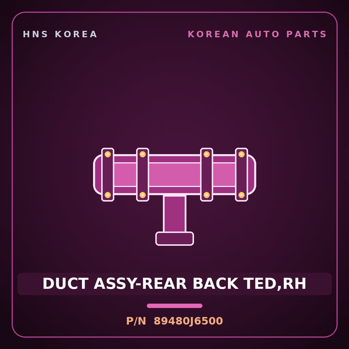 Genuine Mobis DUCT ASSY-REAR BACK TED,RH 89480J6500 for K9 2021 HNS Parts Korea