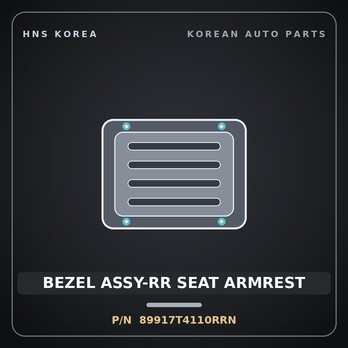 Genuine Mobis BEZEL ASSY-RR SEAT ARMREST 89917T4110RRN for G90 2022 HNS Parts Korea