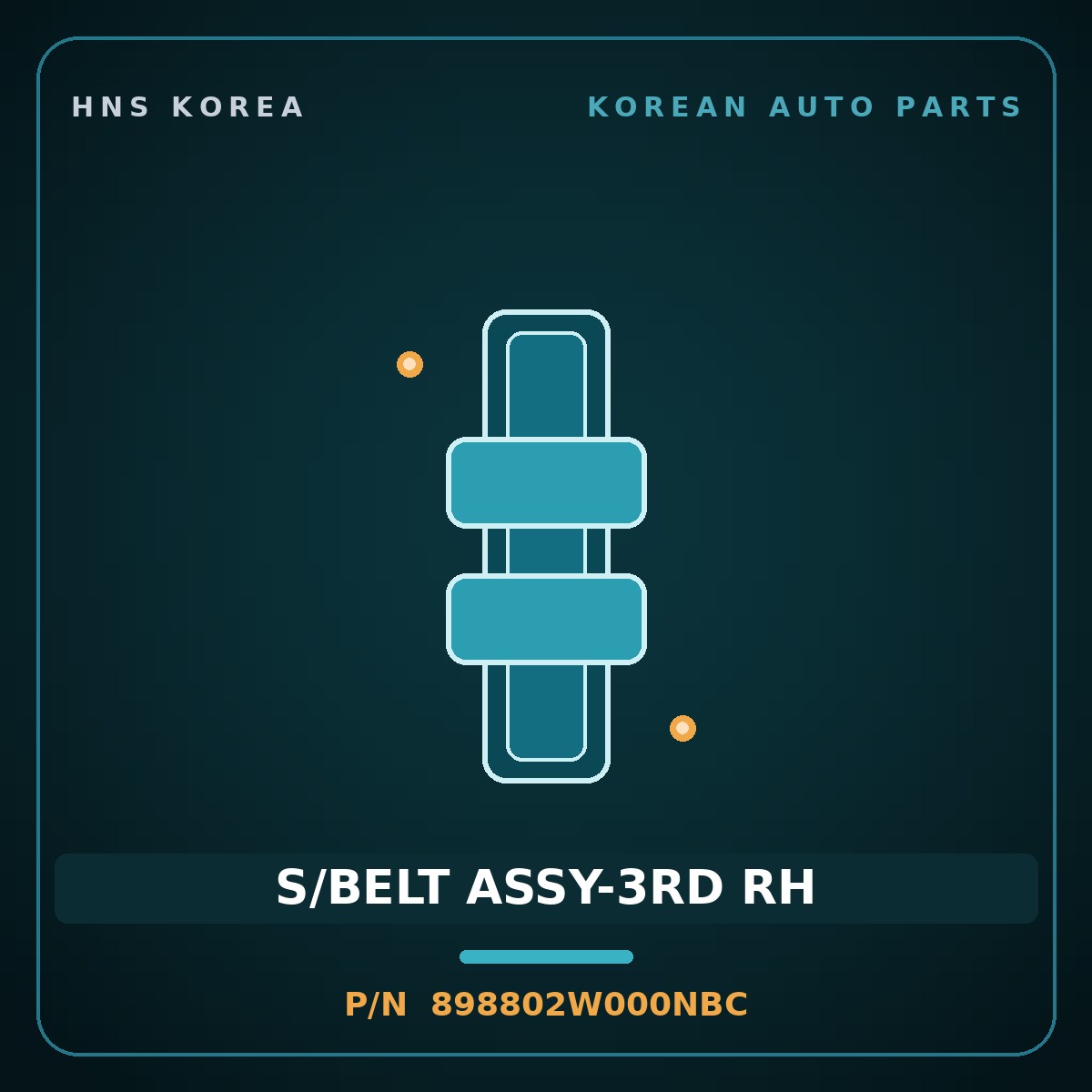 Genuine Mobis S/BELT ASSY-3RD RH 898802W000NBC for Santa Fe 2012 HNS Parts Korea