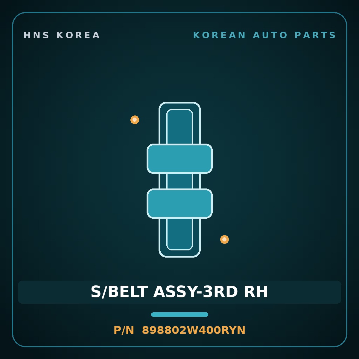Genuine Mobis S/BELT ASSY-3RD RH 898802W400RYN for Santa Fe 2015 HNS Parts Korea