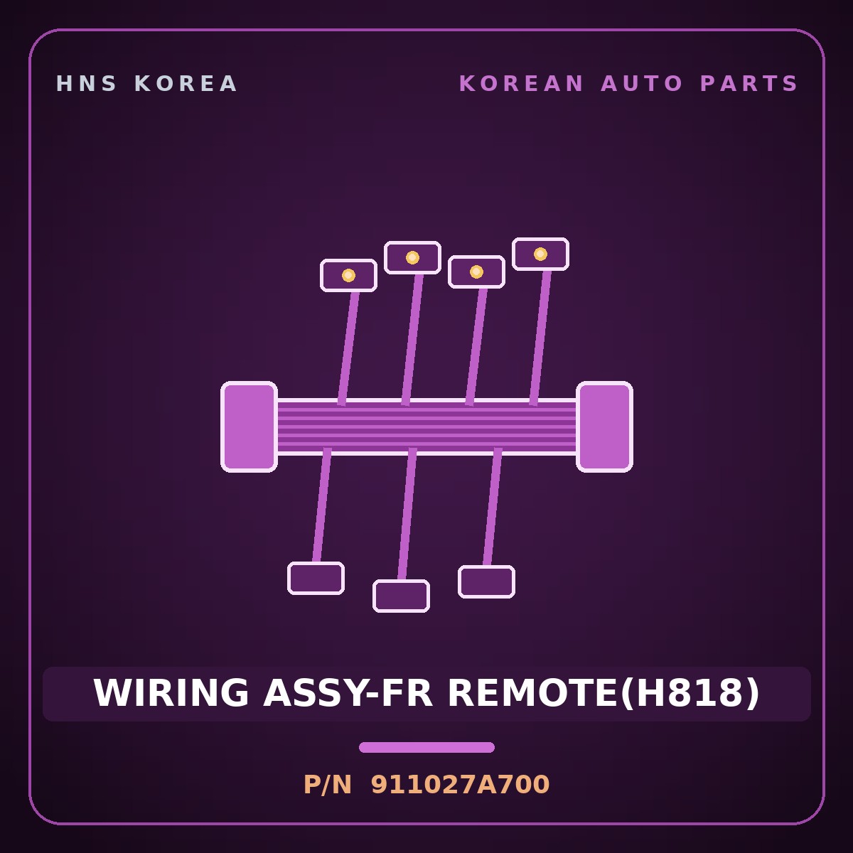 Genuine Mobis WIRING ASSY-FR REMOTE(H818) 911027A700 for 11-Ton Truck 1998 HNS Parts Korea
