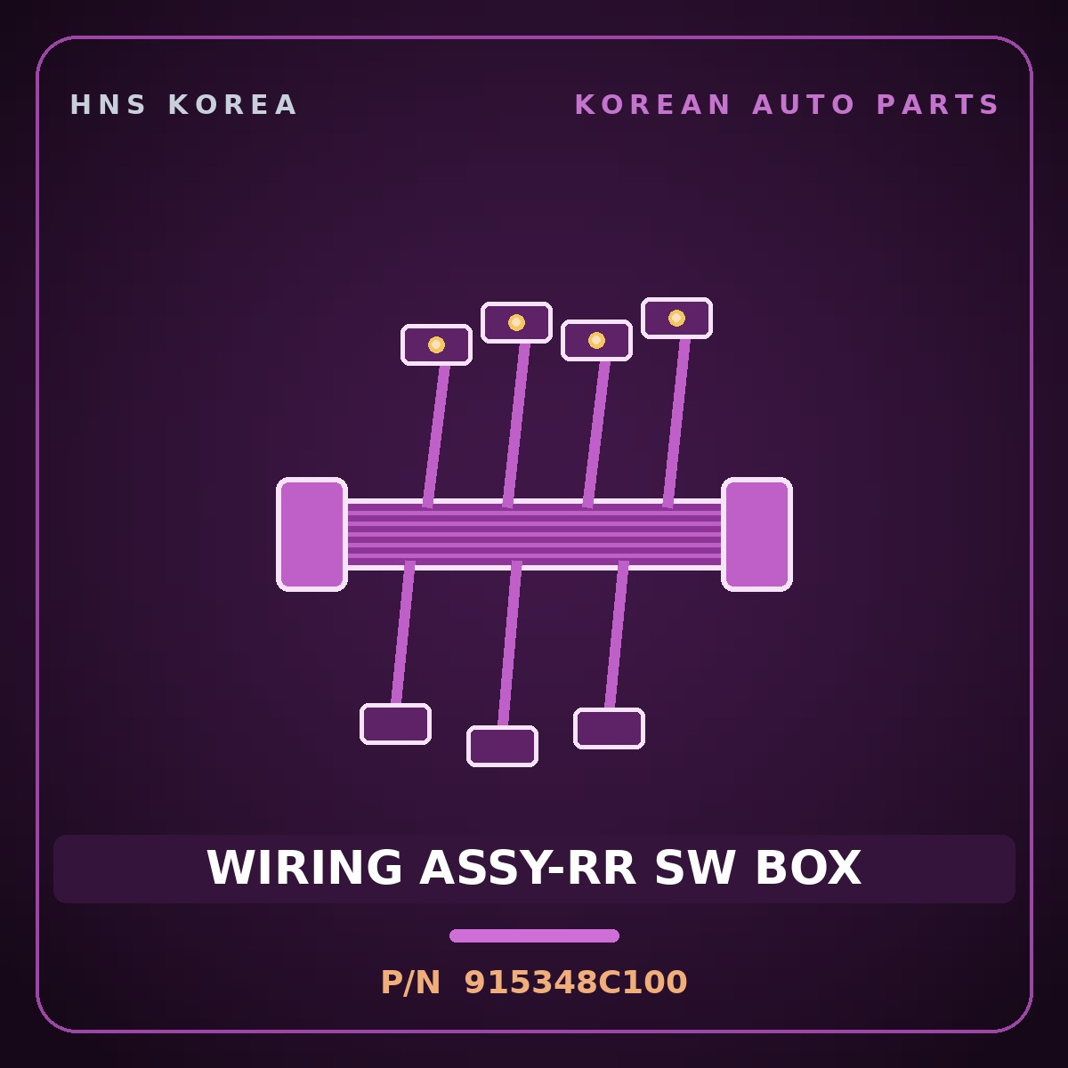 Genuine Mobis WIRING ASSY-RR SW BOX 915348C100 for Global 900 2003 HNS Parts Korea