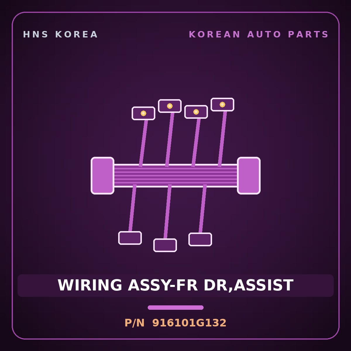 Genuine Mobis WIRING ASSY-FR DR,ASSIST 916101G132 for Pride 2005 HNS Parts Korea