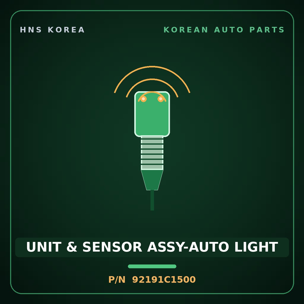 Genuine Mobis UNIT & SENSOR ASSY-AUTO LIGHT 92191C1500 for G90 2017 HNS Parts Korea
