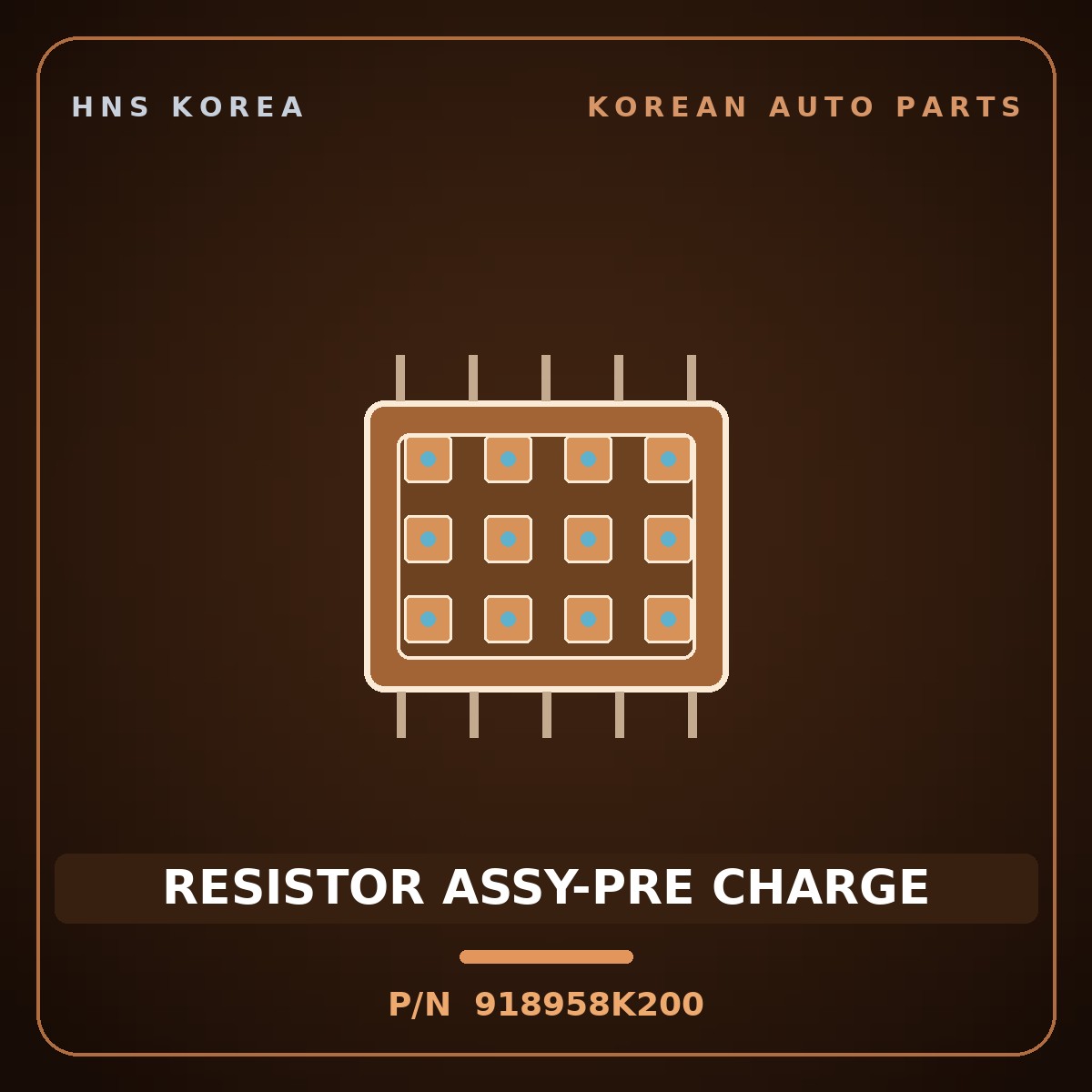 Genuine Mobis RESISTOR ASSY-PRE CHARGE 918958K200 for Elec City 2008 HNS Parts Korea