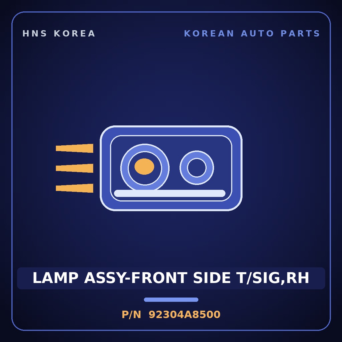 Genuine Mobis LAMP ASSY-FRONT SIDE T/SIG,RH 92304A8500 for K5 2018 HNS Parts Korea