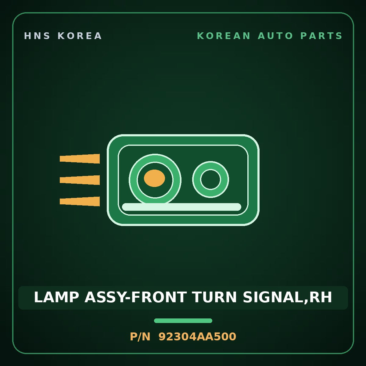 Genuine Mobis LAMP ASSY-FRONT TURN SIGNAL,RH 92304AA500 for Avante 2023 HNS Parts Korea