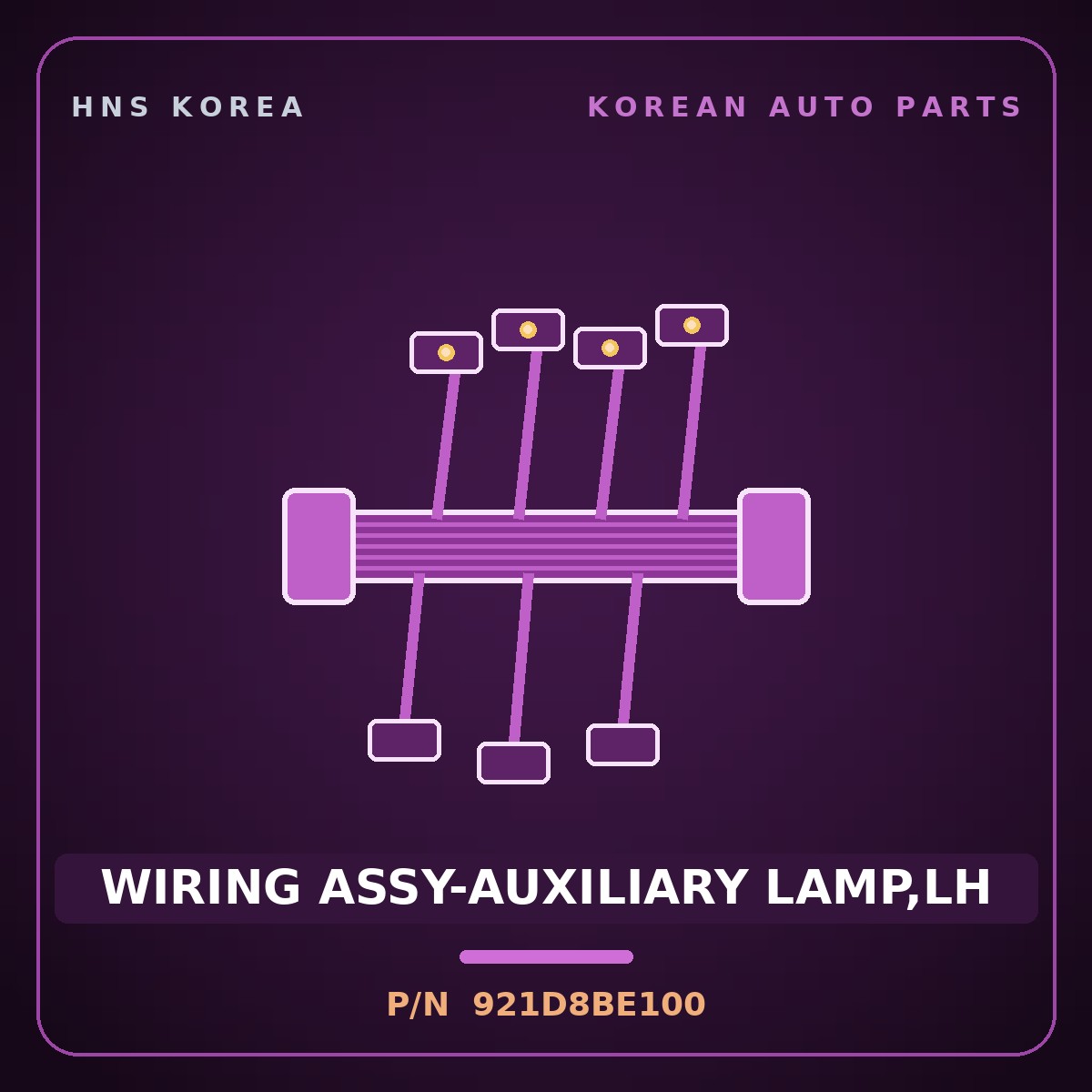 Genuine Mobis WIRING ASSY-AUXILIARY LAMP,LH 921D8BE100 for Kona 2023 HNS Parts Korea