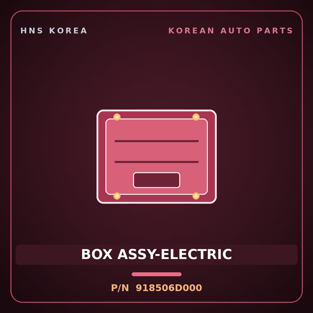 Genuine Mobis BOX ASSY-ELECTRIC 918506D000 for Pavise 2019 HNS Parts Korea