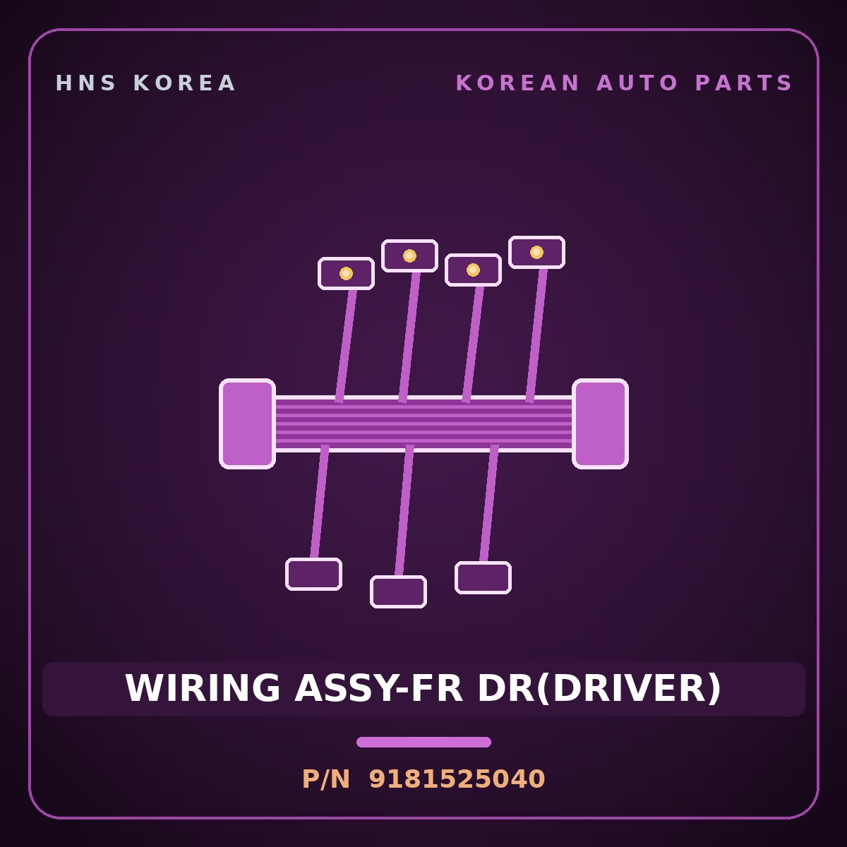 Genuine Mobis WIRING ASSY-FR DR(DRIVER) 9181525040 for Verna 2000 HNS Parts Korea