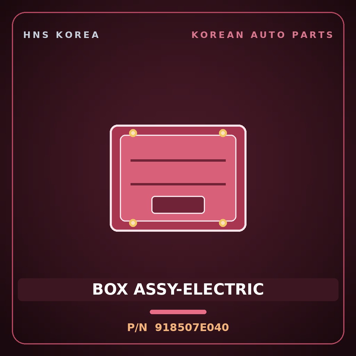 Genuine Mobis BOX ASSY-ELECTRIC 918507E040 for Power Truck 2004 HNS Parts Korea
