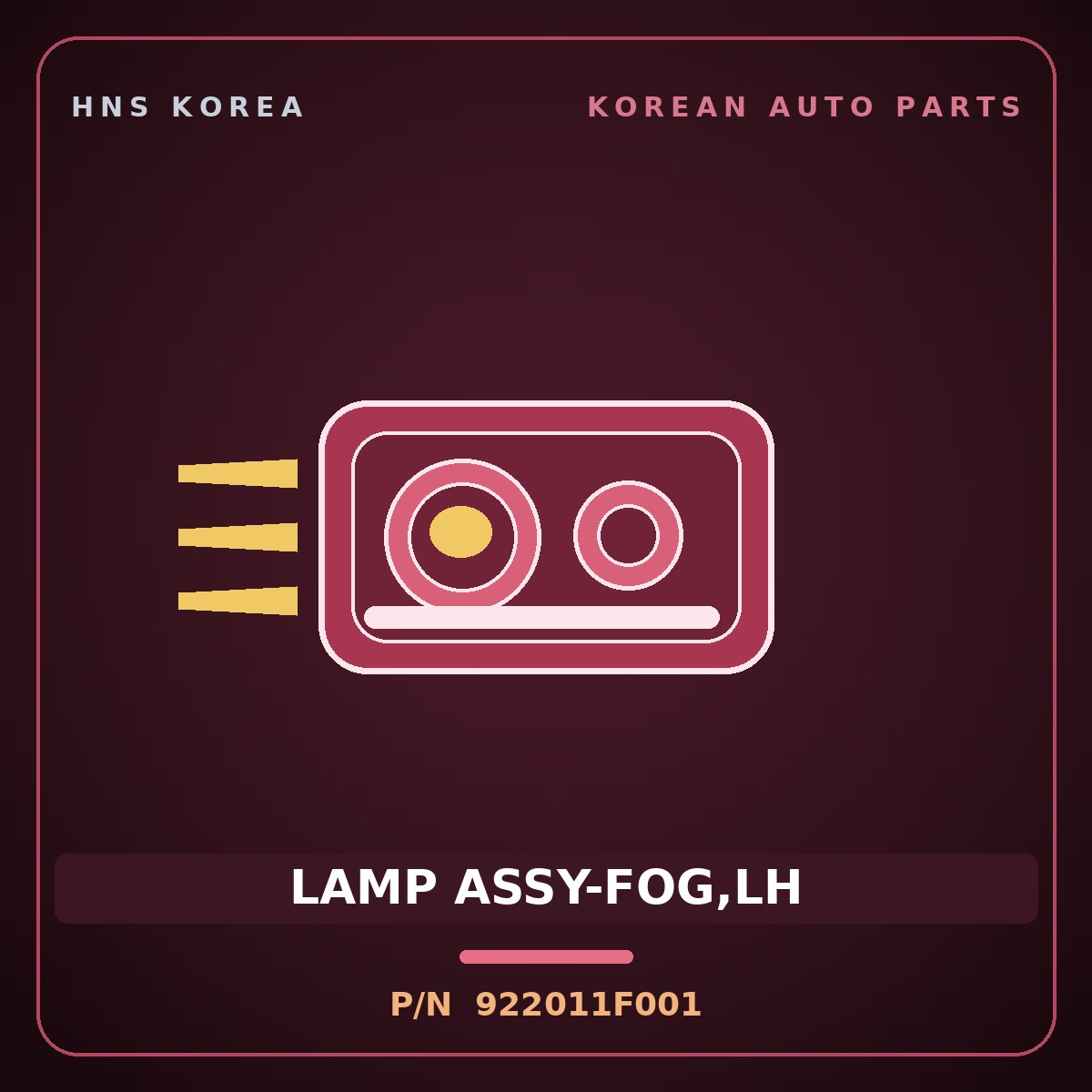 Genuine Mobis LAMP ASSY-FOG,LH 922011F001 for Sportage 2004 HNS Parts Korea