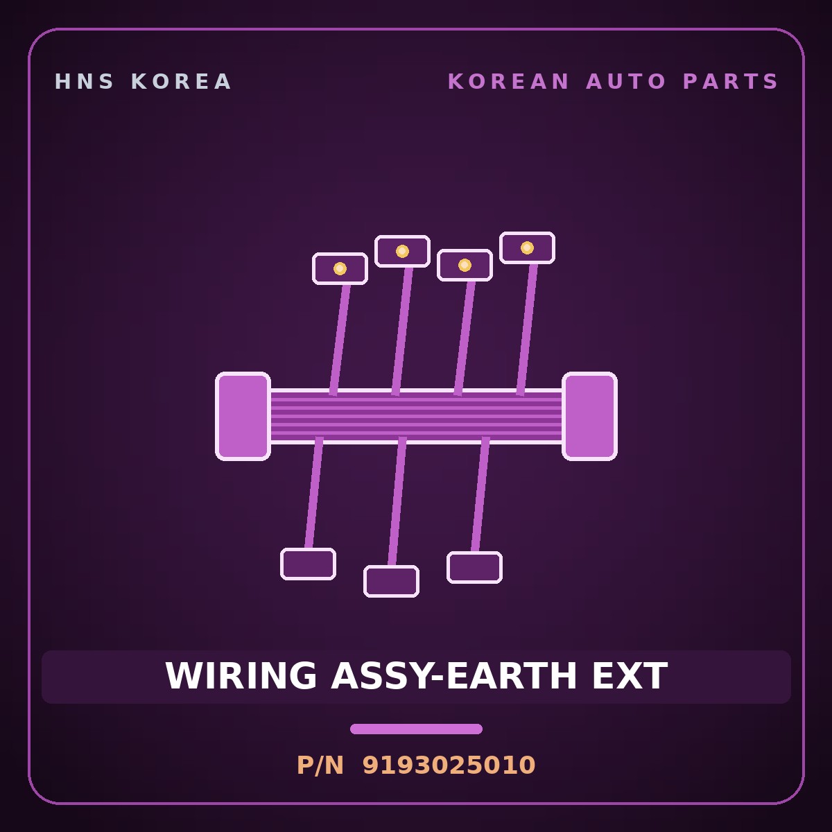 Genuine Mobis WIRING ASSY-EARTH EXT 9193025010 for Pride 2000 HNS Parts Korea
