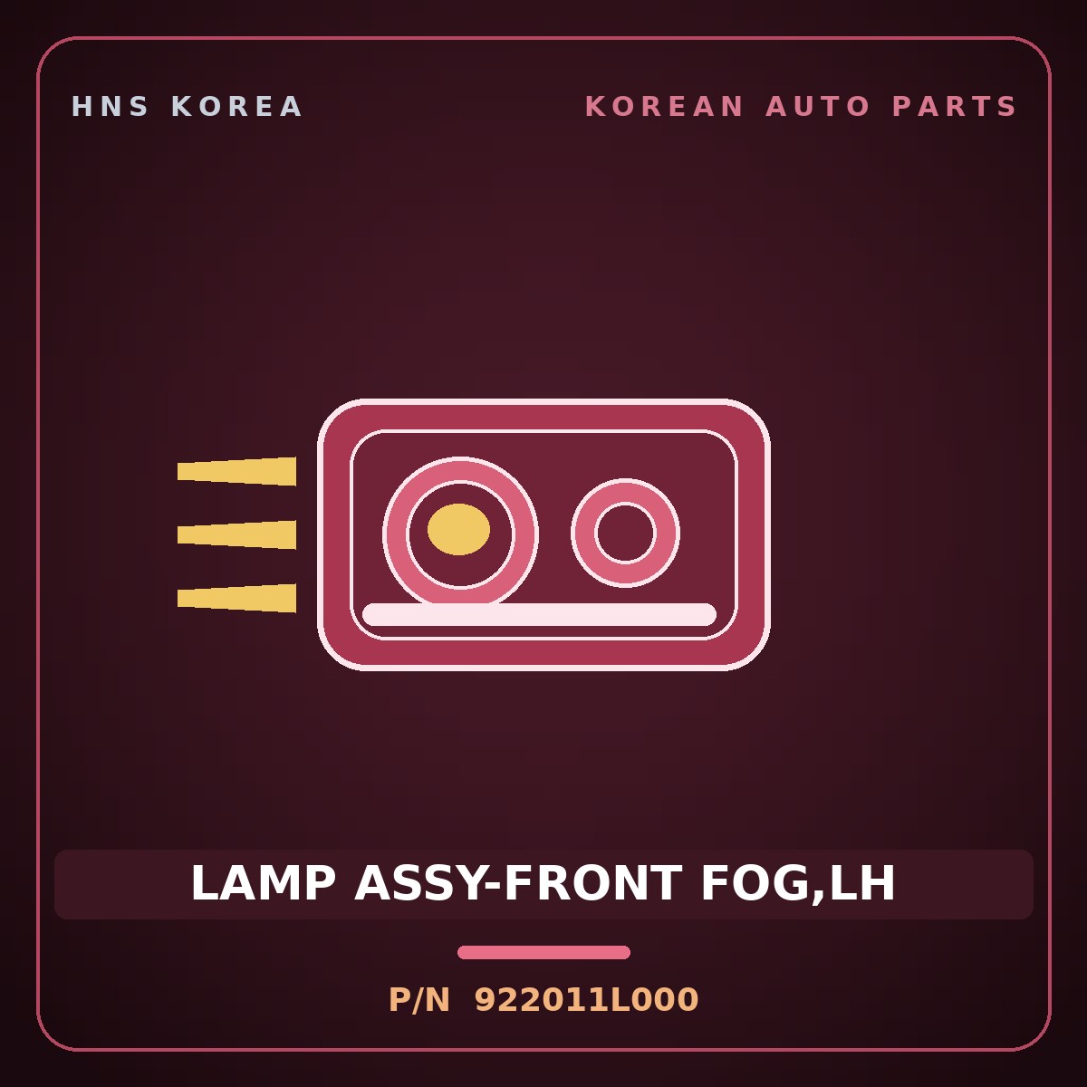 Genuine Mobis LAMP ASSY-FRONT FOG,LH 922011L000 for Cerato 2006 HNS Parts Korea