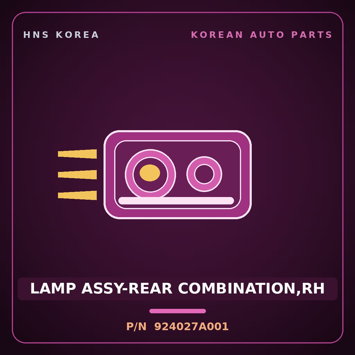 Genuine Mobis LAMP ASSY-REAR COMBINATION,RH 924027A001 for 11-Ton Truck 1998 HNS Parts Korea