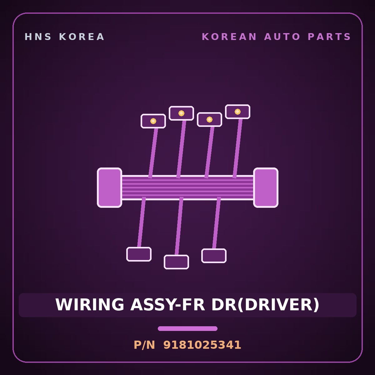 Genuine Mobis WIRING ASSY-FR DR(DRIVER) 9181025341 for Verna 2000 HNS Parts Korea